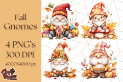 Fall Gnome PNG Clipart, Cute Autumn Gnomes with Pumpkins Product Image 1