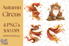Autumn Circus Clipart Carnival Tent Fall PNG, Vintage Circus Product Image 1