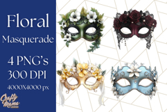 Vintage Garden Masquerade Floral Eye Mask PNG Clipart Product Image 1