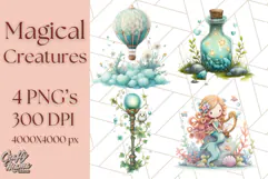 Magical Creatures Clipart PNG, Fantasy Animals Png Product Image 1