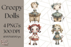Creepy Dolls Clipart PNG Haunted Toy Characters Product Image 1