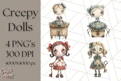 Creepy Dolls Clipart PNG Haunted Toy Characters Product Image 1