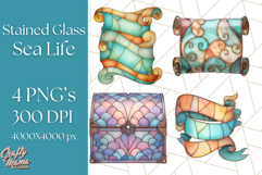 Stained Glass Sea Creatures PNG Clipart, Ocean Fantasy Product Image 1