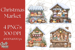 Cozy Christmas Market Stall Clipart PNG, Holiday Art Png Product Image 1