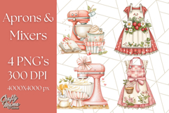 Cottagecore Kitchen Mixer, Apron PNG Clipart, Retro Floral Product Image 1