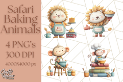 Cozy Safari Baking Animals PNG, Cute Jungle Kitchen Art Product Image 1