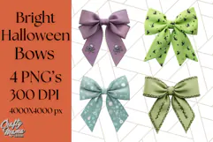Halloween Bow Clipart, Bright Holiday Ribbon PNG Product Image 1