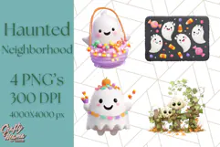 Halloween Neighborhood Clipart PNG for Trick or Treat Product Image 1
