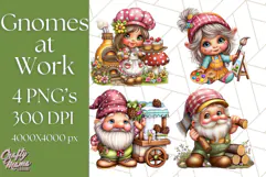 Gnomes at Work Clipart PNG, Cute Gnomes PNG Illustration Product Image 1