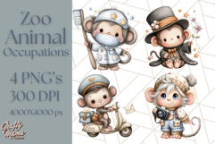 Zoo Animal Occupations PNG, Cute Career Clipart Product Image 1