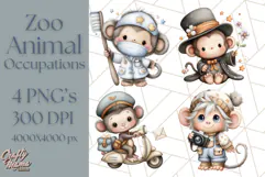 Zoo Animal Occupations PNG, Cute Career Clipart Product Image 1