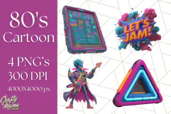 Forgotten 80s Cartoon Clipart PNG, Retro Animal Heroes Product Image 1