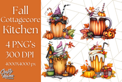 Fall Cottagecore Kitchen Clipart, Cozy Autumn Kitchen PNG Product Image 1