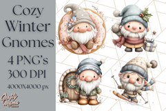 Watercolor Winter Gnome Clipart, Cute Gnome Christmas PNG Product Image 1