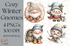 Watercolor Winter Gnome Clipart, Cute Gnome Christmas PNG Product Image 1