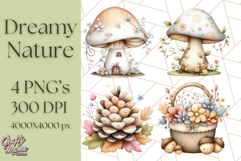 Dreamy Nature Clipart PNG, Whimsical Forest Elements Product Image 1