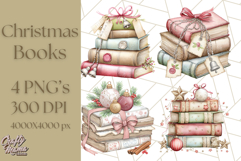 Christmas Book Clipart, Festive Reading PNG Illustrations Product Image 1