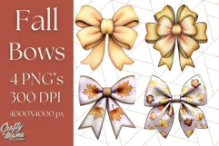 Fall Bow Clipart, Autumn Hair Bows PNG, Fall Ribbon Png Product Image 1