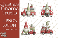 Vintage Truck Christmas Gnomes Clipart PNG, Cute Gnome Png Product Image 1