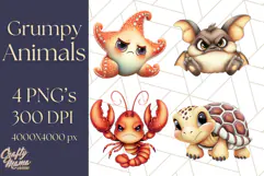 Adorable Angry Animals Clipart PNG, Cute Moody Faces Png Product Image 1