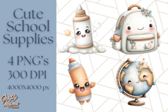 Simple School Supplies Clipart, Cute Classroom PNG Product Image 1
