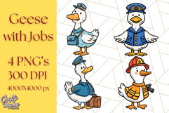 Goose Occupation Clipart PNG, Cute Job-Themed Graphics Product Image 1