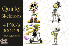 Quirky Skeleton Clipart PNG, Funny Halloween Bones Art Product Image 1