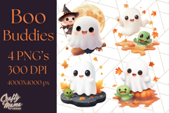 Cute Halloween Ghost Clipart PNG, Ghost and Friends Holiday Product Image 1