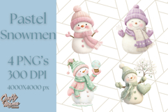 Pastel Snowman Clipart PNG, Cute Soft Winter Graphics Product Image 1