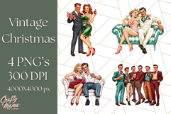 Vintage Glamorous Christmas Party Clipart PNG, Holiday Png Product Image 1