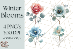 Whimsy Winter Florals Clipart PNG, Christmas Png Clipart Product Image 1