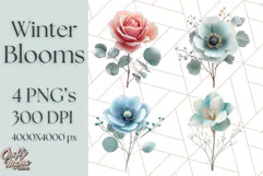 Whimsy Winter Florals Clipart PNG, Christmas Png Clipart Product Image 1
