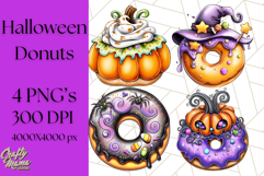 Halloween Donut Clipart PNG, Cute Spooky Doughnut Art Product Image 1