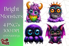 Spooky Cute Monster PNG Clipart, Adorable Halloween Monsters Product Image 1