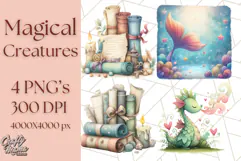 Magical Creatures Clipart PNG, Fantasy Animals Png Product Image 1