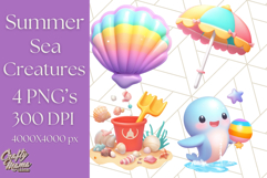 Sea Creatures With Summer Accessories PNG Clipart Product Image 1