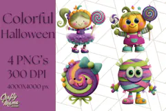 Colorful Halloween Clipart PNG, Cute Kids & Candy Clip Art Product Image 1