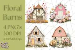 Vintage Cottagecore Barn PNG Clipart, Farmhouse Style Product Image 1