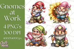 Gnomes at Work Clipart PNG, Cute Gnomes PNG Illustration Product Image 1