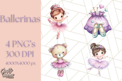 Ballerina Clipart PNG, Cute Ballet Girl Illustration Art Product Image 1
