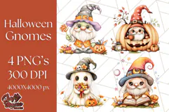 Spooky Cute Halloween Gnome PNG Clipart, Witch Ghost Bat Product Image 1