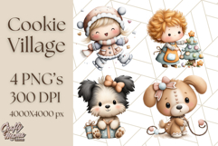 Cozy Cookie Village Clipart, Gingerbread Holiday PNG Product Image 1