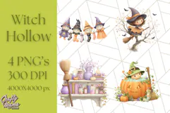 Halloween Witch House Clipart PNG with Potions and Brooms Product Image 1