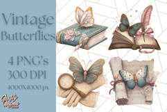 Vintage Butterfly PNG Clipart, Fairytale Cottagecore Images Product Image 1