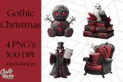 Gothic Christmas Clipart Dark Holiday PNG, Dark Christmas Product Image 1