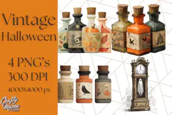 Vintage Halloween PNG Clipart, 1950s Retro Graphics Clip Art Product Image 1
