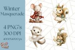Winter Animal Masquerade Clipart PNG Woodland Animals Product Image 1