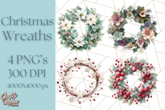 Christmas Wreath Clipart, Holiday Greenery PNG Illustrations Product Image 1