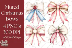 Muted Cozy Christmas Bows PNG Clipart, Winter Holiday Png Product Image 1