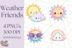 Kawaii Weather Clipart PNG, Cute Pastel Weather Icons Product Image 1